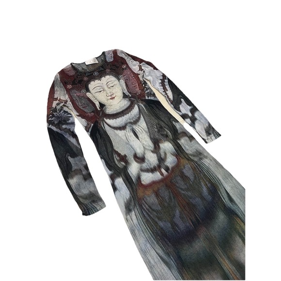 Vivienne Tam Dresses & Skirts - RARE 1997 VIVIENNE TAM CACHÉ SHEER MESH MAXI QUAN YIN PRINT BUDDHA L/S DRESS